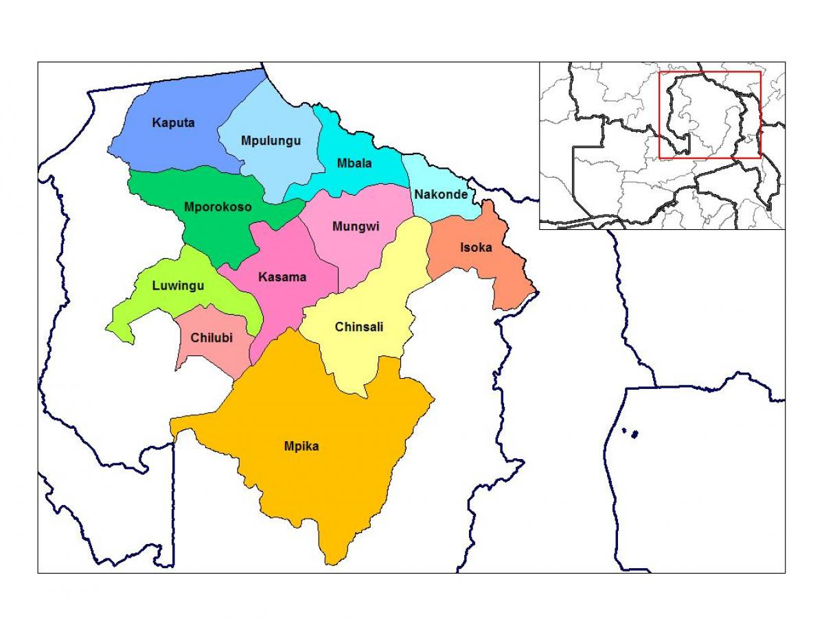 Carte de la province du nord de la Zambie