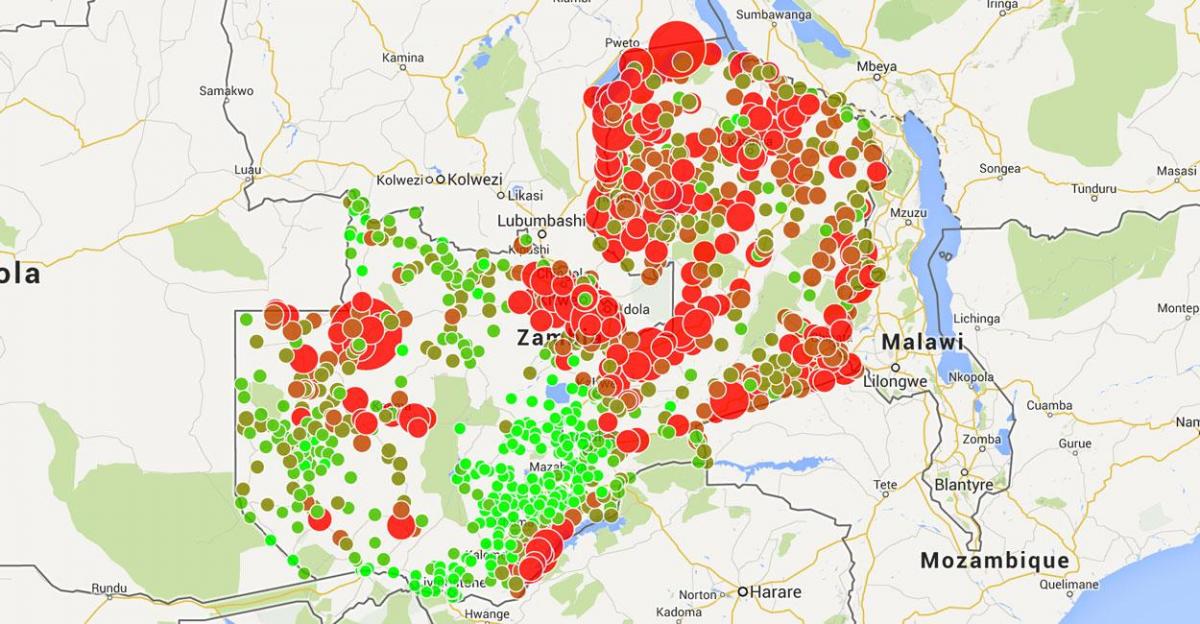 Carte du paludisme en Zambie