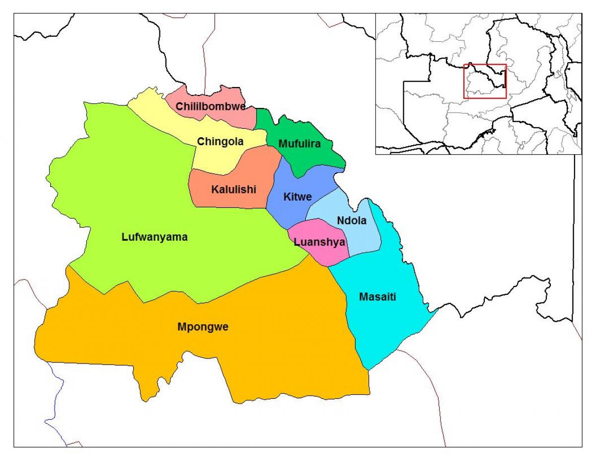 carte de la province du copperbelt, Zambie