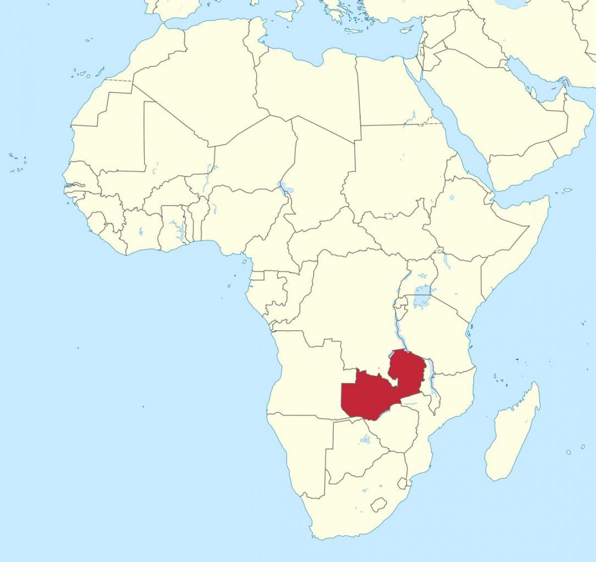 carte de l'afrique montrant la Zambie