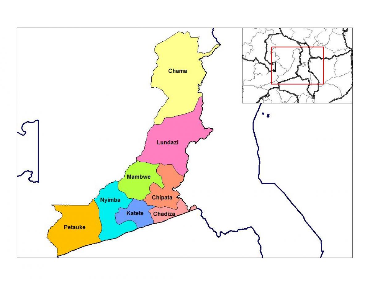 carte de la province orientale de la Zambie